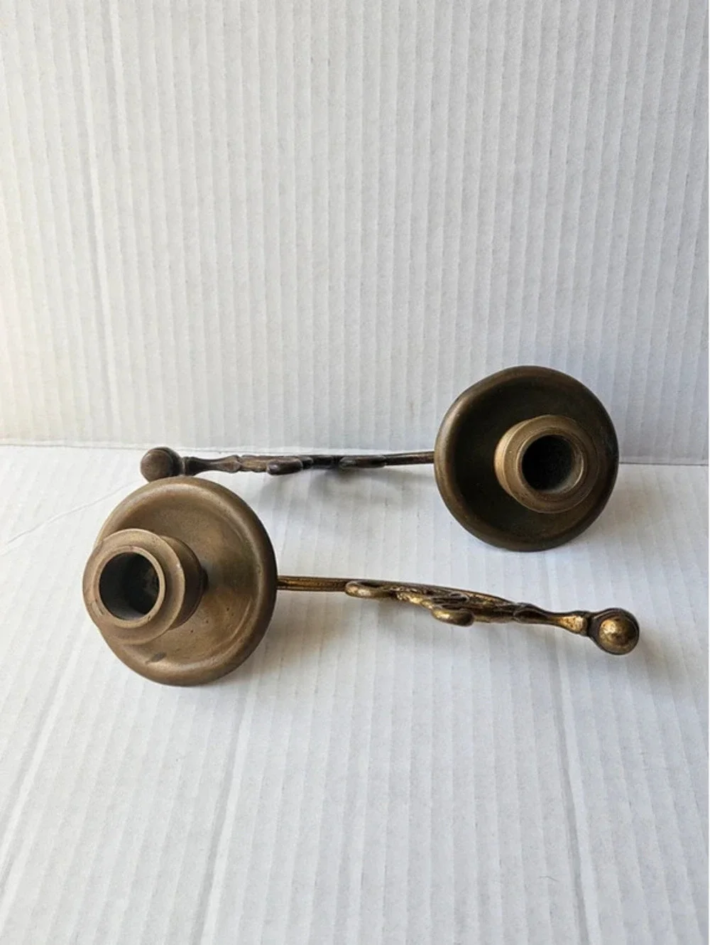 Vintage Art Nouveau brass piano candle sconces swivel wall holders cottagecore